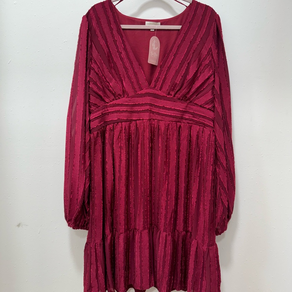 Flying Tomato Elegant Red V-Neck Dress